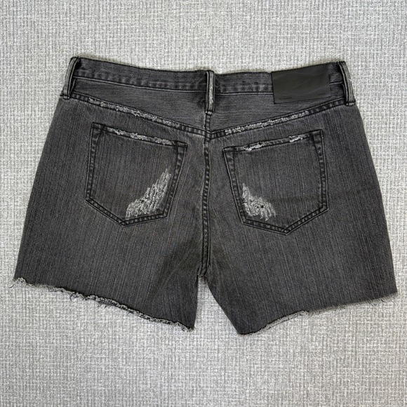 All Saints Kari Boy's Baggy Denim Shorts Sz 29 34 Distressed Gray Grunge Raw Hem - Picture 8 of 12